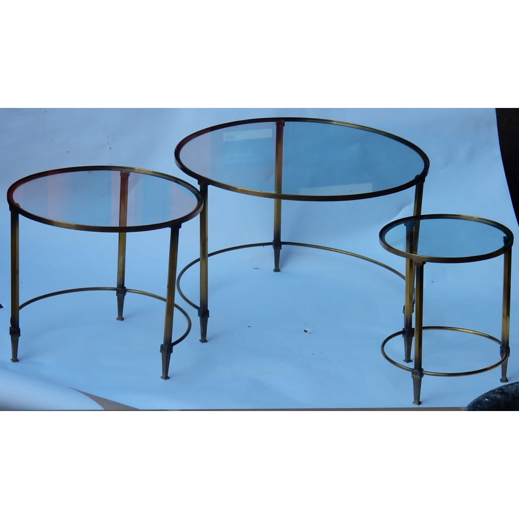 1950/70 Série de Tables Gigognes Rondes Maison Ramsay de Style en Laiton | Biron 1950/70 Série de Tables Gigognes Rondes Maison Ramsay de Style en Laiton