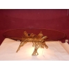 1970′ Table Basse Eclairante Laiton Doré Fougéres Avec Agates Bleues Style Duval Brasseur | Biron 1970' Table Basse Eclairante Laiton Doré Fougéres Avec Agates Bleues Style Duval Brasseur