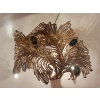 1970′ Table Basse Eclairante Laiton Doré Fougéres Avec Agates Bleues Style Duval Brasseur | Biron 1970' Table Basse Eclairante Laiton Doré Fougéres Avec Agates Bleues Style Duval Brasseur