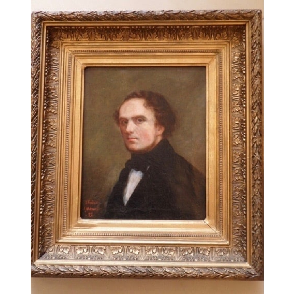 Portrait d’homme, sur toile, dans son cadre en bois doré. Réf: Charles 16. | Biron |||||