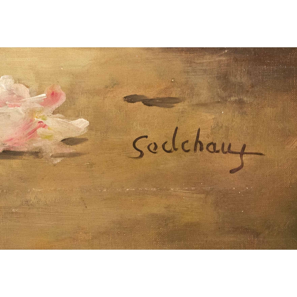 Alfred Godchaux (1835 – 1895): Roses et chrysanthèmes. | Biron Alfred Godchaux (1835 - 1895): Roses et chrysanthèmes.