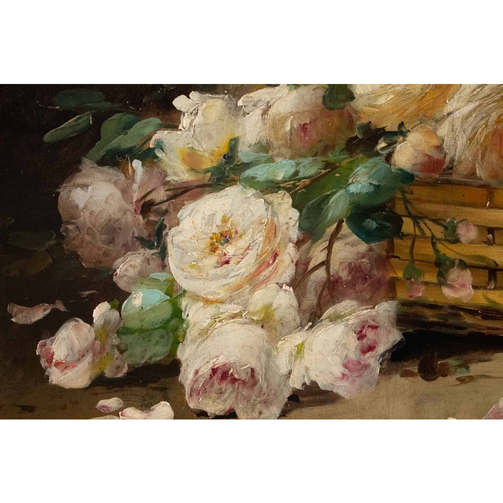 Alfred Godchaux (1835 – 1895): Roses et chrysanthèmes. | Biron Alfred Godchaux (1835 - 1895): Roses et chrysanthèmes.
