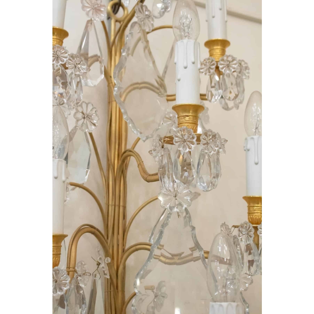 Spectaculaire Paire d’Appliques, 1930-1940, En Bronze Doré Et Pampilles En Cristal | Biron Spectaculaire Paire d'Appliques, 1930-1940, En Bronze Doré Et Pampilles En Cristal