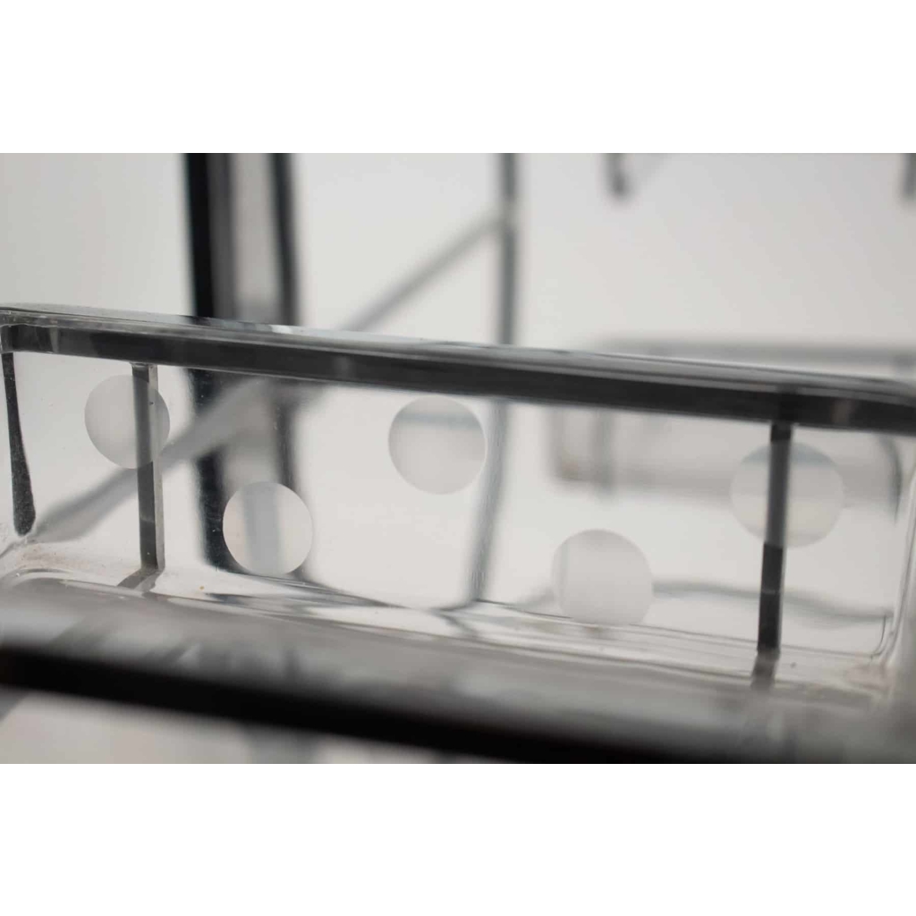 "Adnet" Attribué à Grande Roue Métal Chromé et Verre