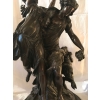 Bronze à patine brune, sur socle de marbre noir, la jeune femme au tambourin. D’après Clodion. Réf: Charles 14. | Biron Bronze à patine brune, sur socle de marbre noir, la jeune femme au tambourin. D'après Clodion. Réf: Charles 14.