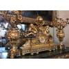 Garniture, horloge et ses 2 candélabres en bronze doré et lapis-lazuli. Réf: 375. | Biron |||||||||||||||||||