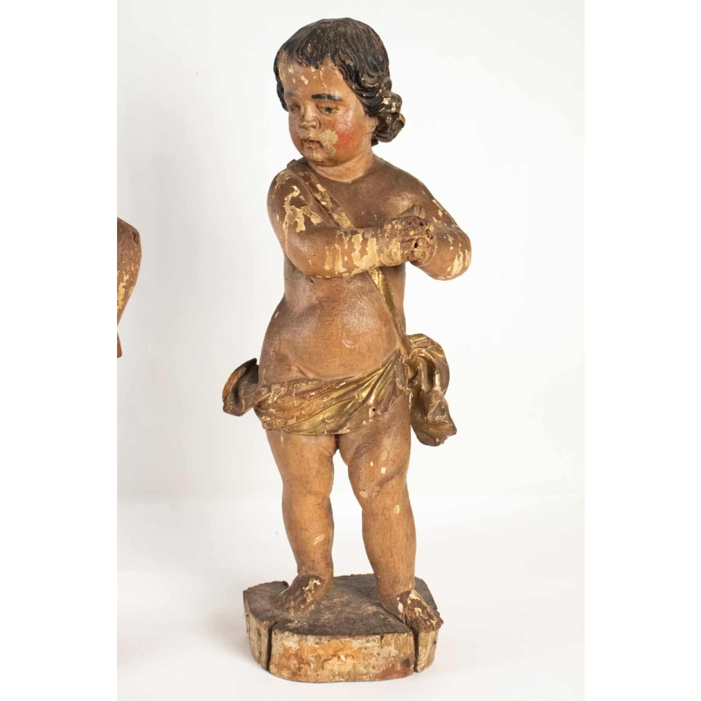 Paire d’anges XVIIIe siècle | Biron Paire d'anges XVIIIe siècle