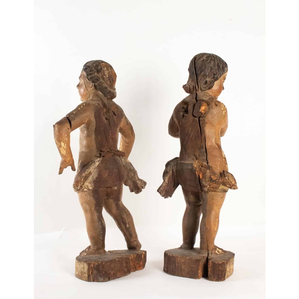 Paire d’anges XVIIIe siècle | Biron Paire d'anges XVIIIe siècle