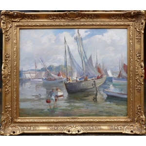 BARNOIN Henri tableau 20è siècle Bretagne port de Concarneau huile toile signée Certificat d’authenticité | Biron ||||||||