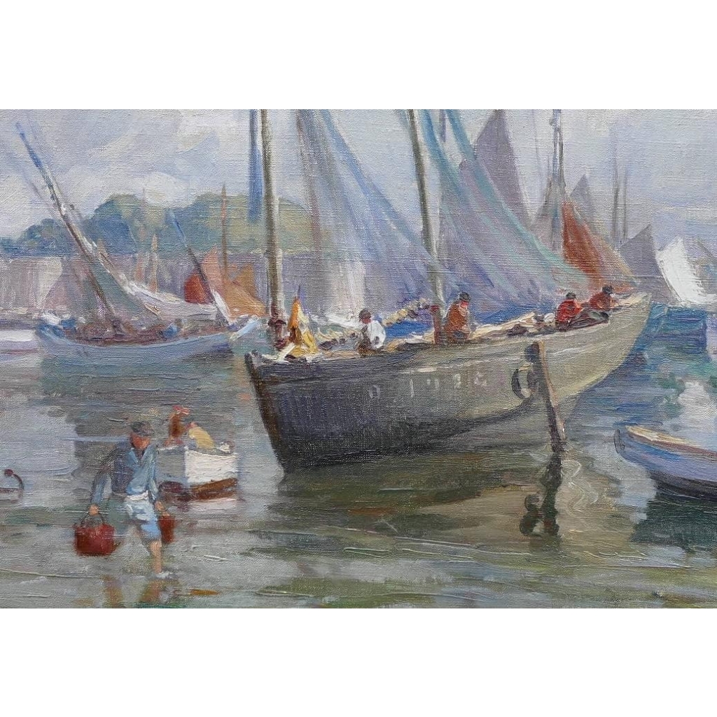 BARNOIN Henri tableau 20è siècle Bretagne port de Concarneau huile toile signée Certificat d’authenticité | Biron BARNOIN Henri tableau 20è siècle Bretagne port de Concarneau huile toile signée