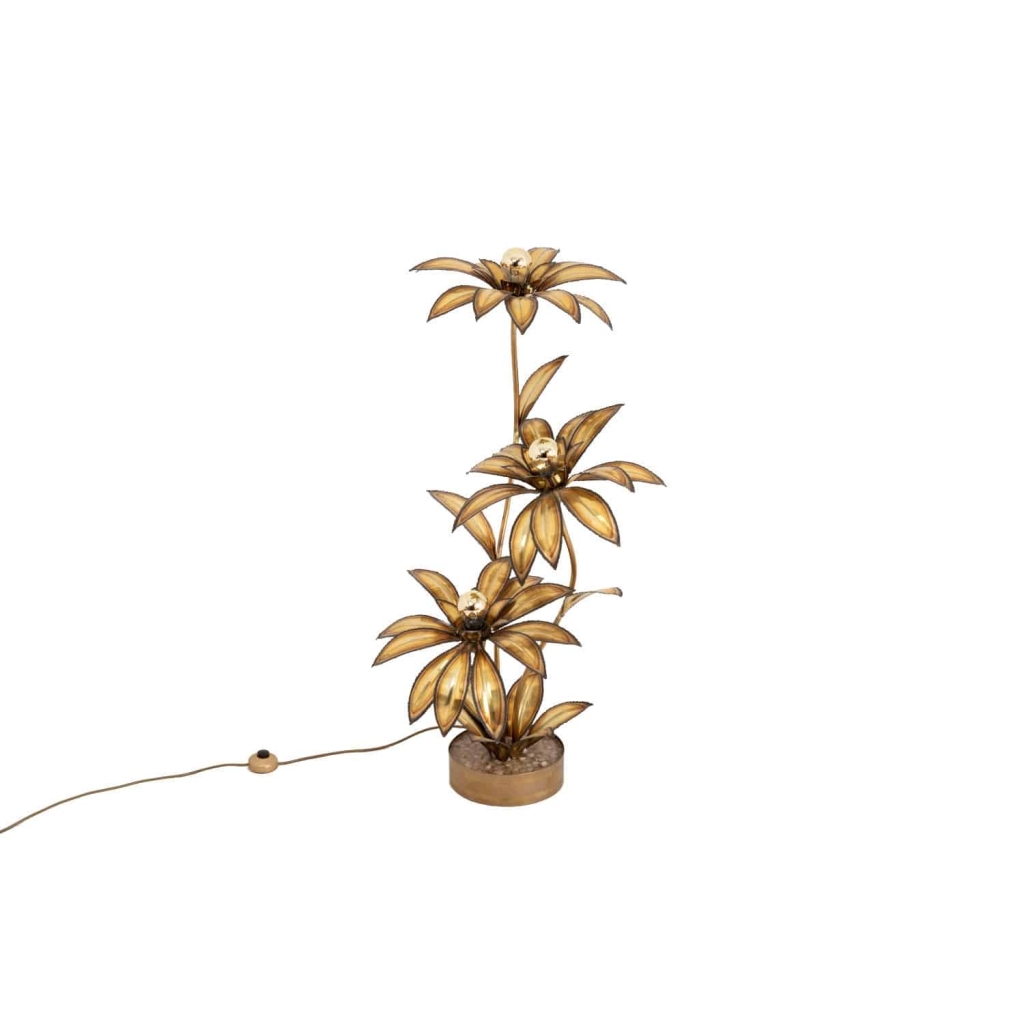 Maison Jansen, Lampe fleur en laiton doré, années 1970 | Biron ||||||||