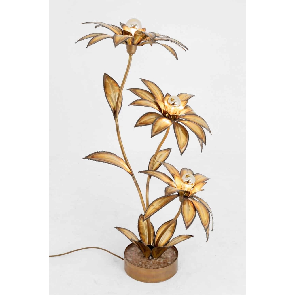 Maison Jansen, Lampe fleur en laiton doré, années 1970 | Biron Maison Jansen, Lampe fleur en laiton doré, années 1970