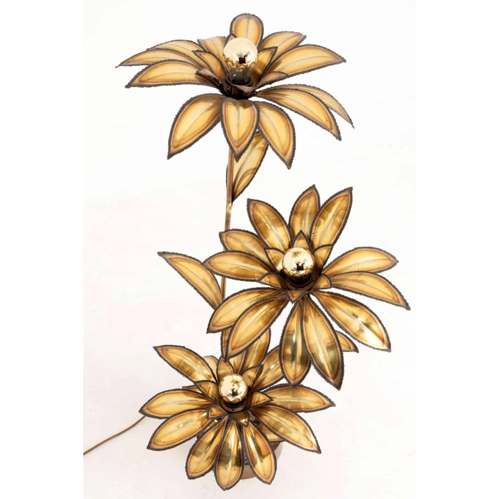 Maison Jansen, Lampe fleur en laiton doré, années 1970 | Biron Maison Jansen, Lampe fleur en laiton doré, années 1970