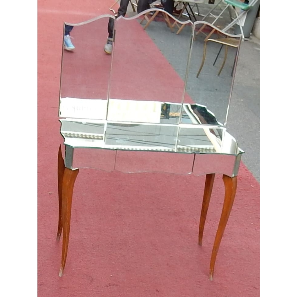 1940′ Coiffeuse Art Deco Avec Tryptique Miroirs | Biron |||||||||||||||||