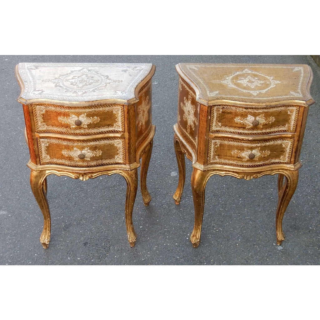 1950/70 Paire De Chevets Italiens Bois Doré | Biron |||||||||||