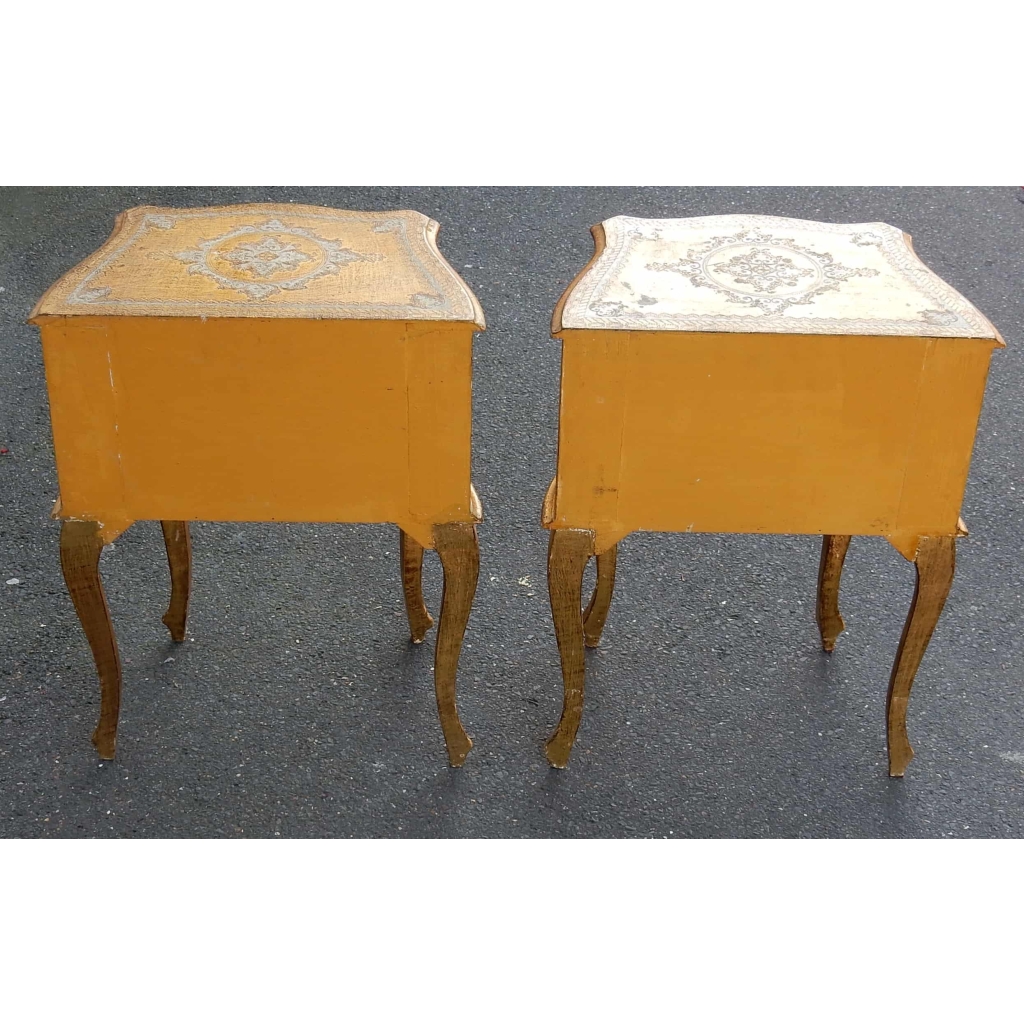 1950/70 Paire De Chevets Italiens Bois Doré | Biron 1950/70 Paire De Chevets Italiens Bois Doré