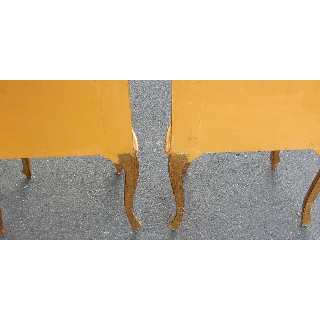 1950/70 Paire De Chevets Italiens Bois Doré | Biron 1950/70 Paire De Chevets Italiens Bois Doré