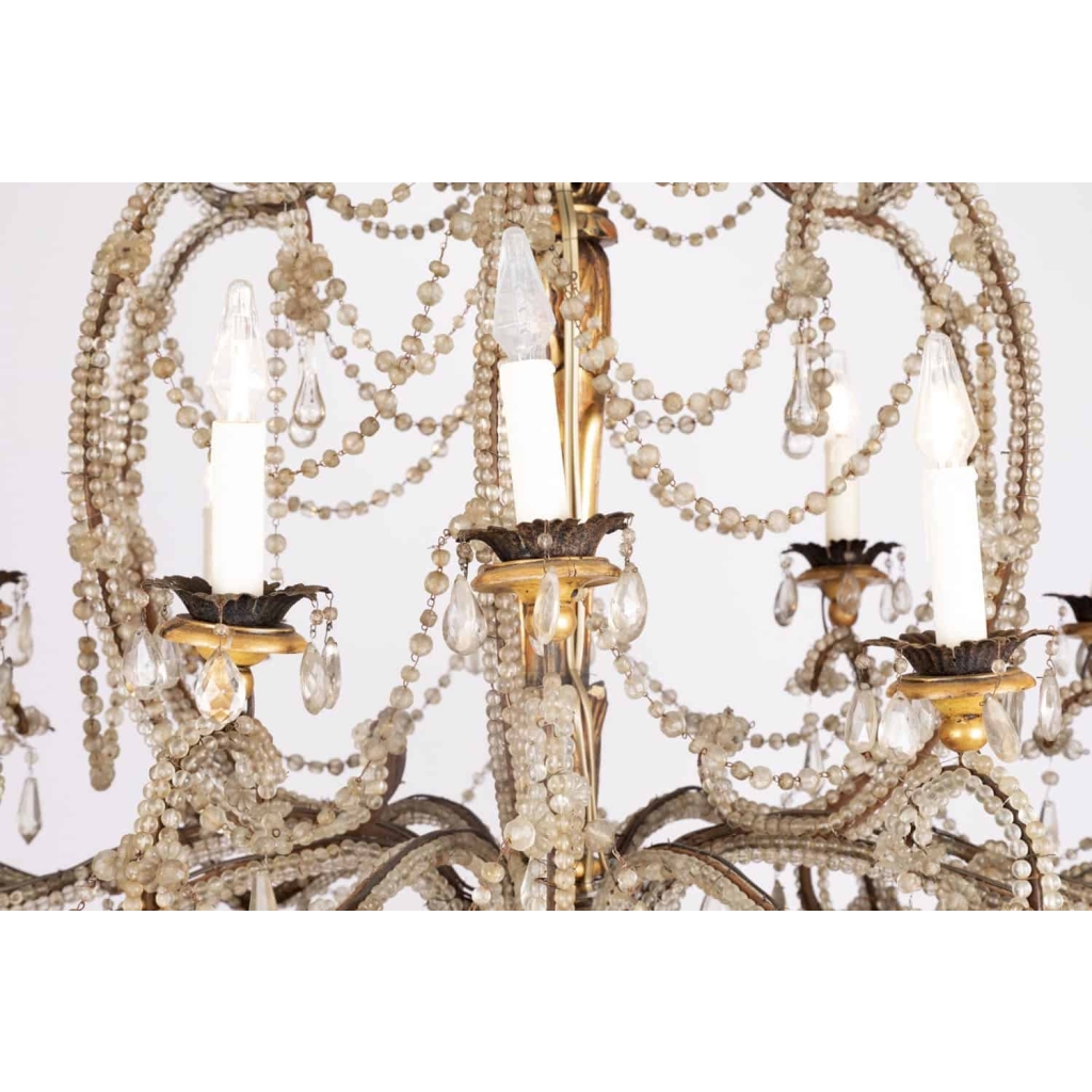 Grand lustre Génois, verre de Murano et cristal, époque 1900 | Biron Grand lustre Génois, verre de Murano et cristal, époque 1900