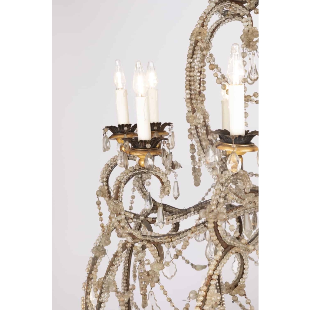 Grand lustre Génois, verre de Murano et cristal, époque 1900 | Biron Grand lustre Génois, verre de Murano et cristal, époque 1900