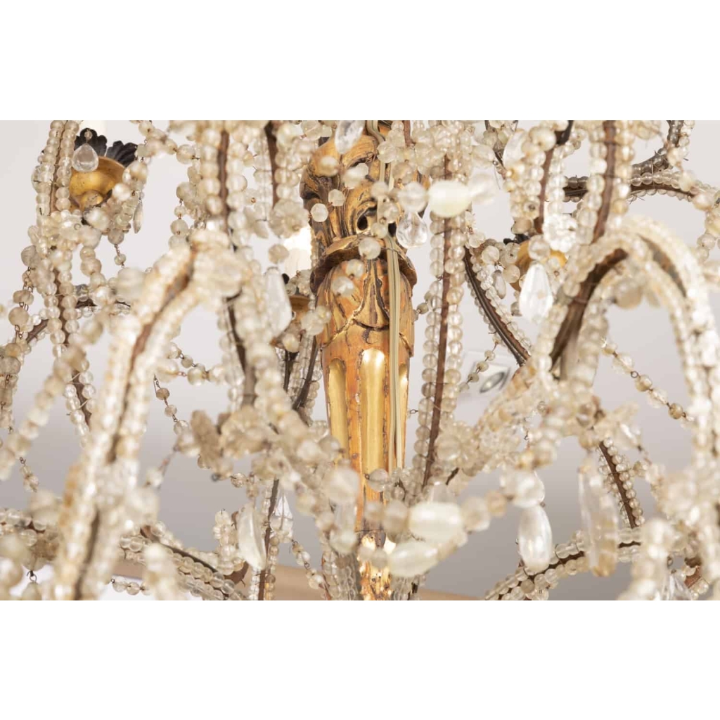 Grand lustre Génois, verre de Murano et cristal, époque 1900 | Biron Grand lustre Génois, verre de Murano et cristal, époque 1900