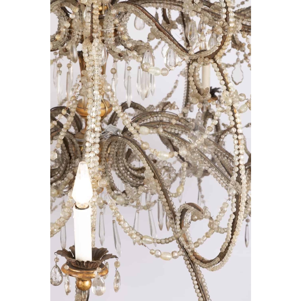 Grand lustre Génois, verre de Murano et cristal, époque 1900 | Biron Grand lustre Génois, verre de Murano et cristal, époque 1900