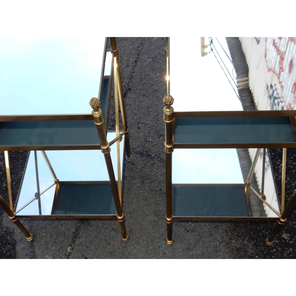 1950/70′ Paire d’Etagères en Laiton à 3 Niveaux Maison Bagués Plateaux Miroirs 32 X 32 cm | Biron 1950/70' Paire d'Etagères en Laiton à 3 Niveaux Maison Bagués Plateaux Miroirs 32 X 32 cm