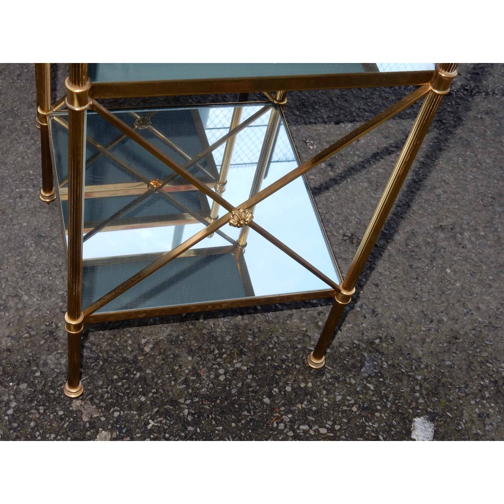 1950/70′ Paire d’Etagères en Laiton à 3 Niveaux Maison Bagués Plateaux Miroirs 32 X 32 cm | Biron 1950/70' Paire d'Etagères en Laiton à 3 Niveaux Maison Bagués Plateaux Miroirs 32 X 32 cm