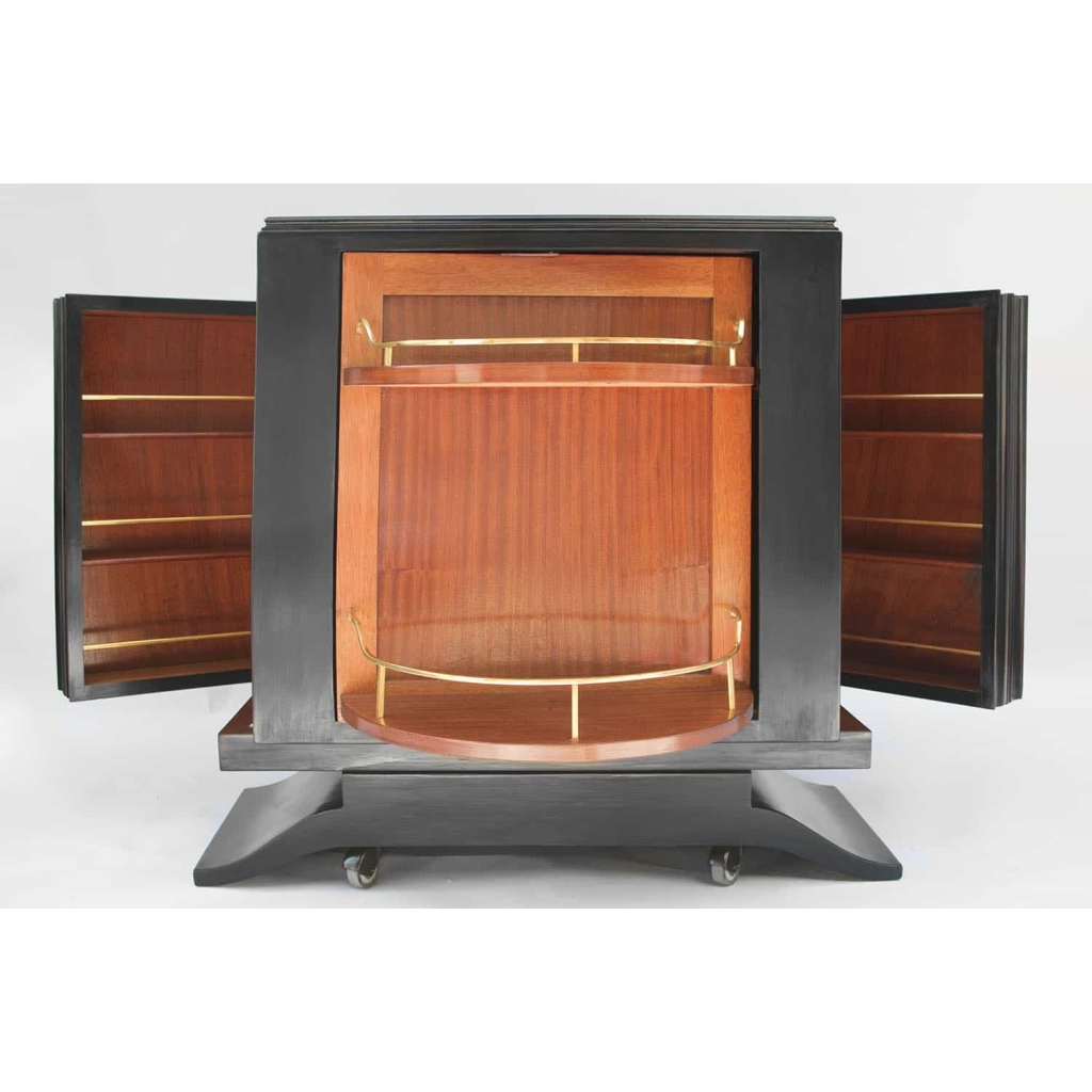 Mayodon et Spade, Meuble-bar laqué noir et céramique, vers 1940 | Biron Mayodon et Spade, Meuble-bar laqué noir et céramique, vers 1940