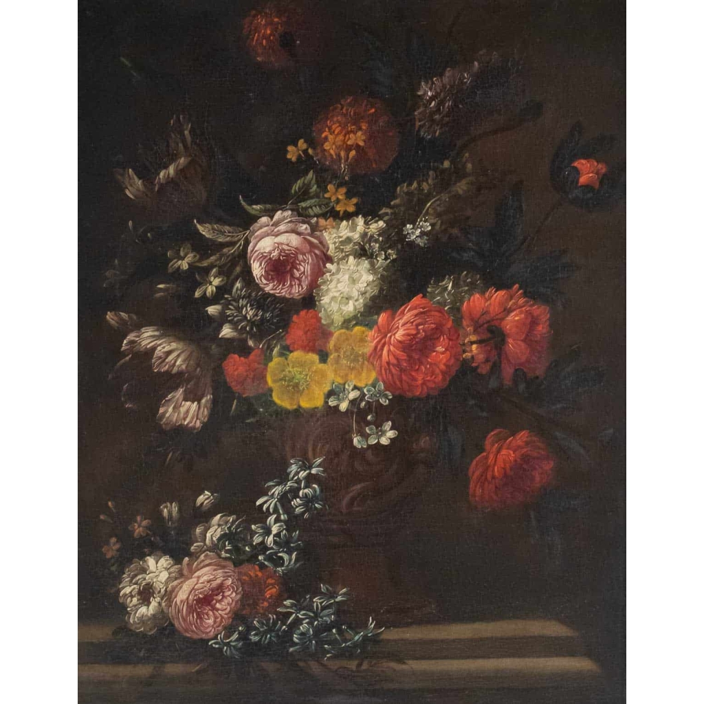 Bouquet De Fleurs Sur Un Entablement.J-B Bosschaert XVIII Siècle