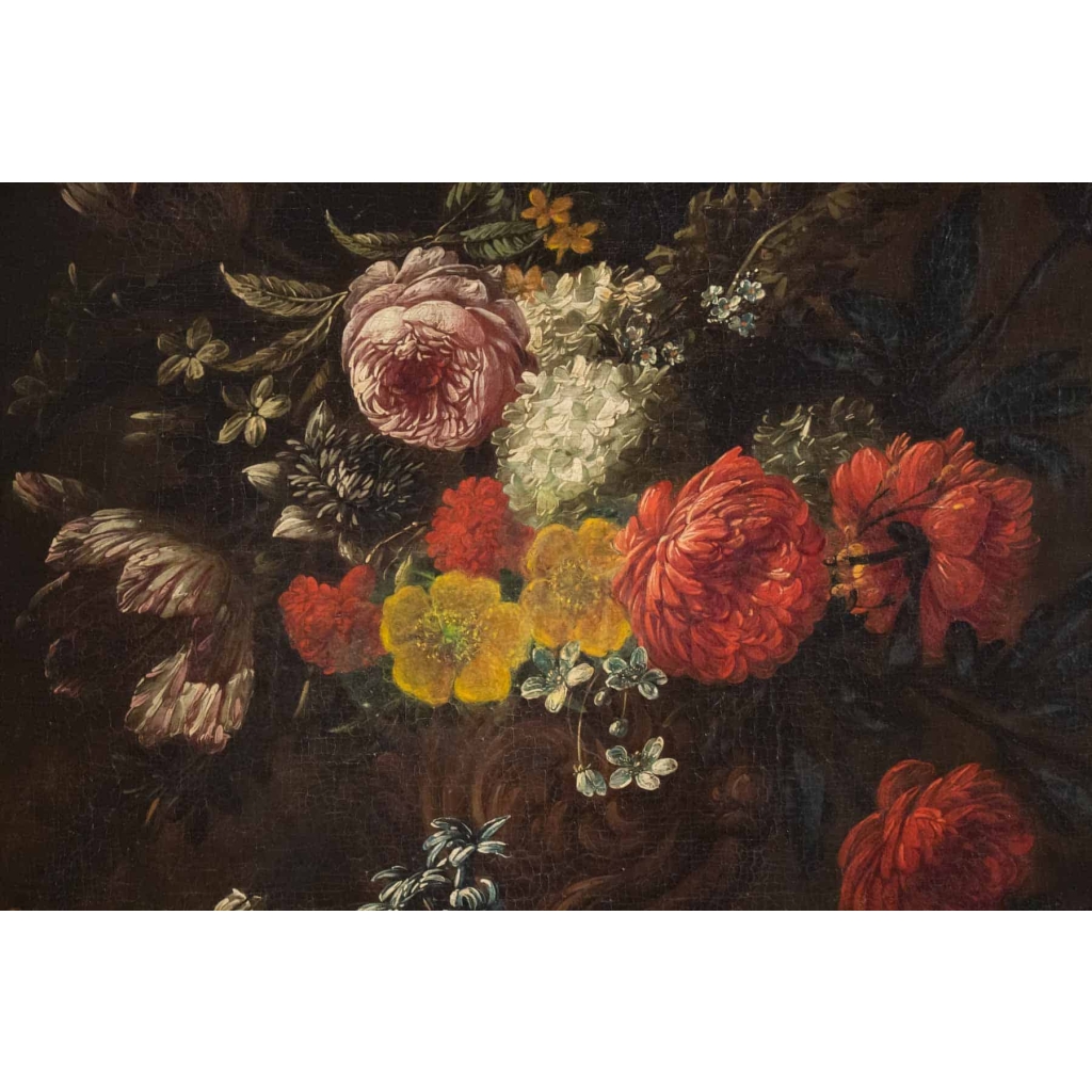 Bouquet De Fleurs Sur Un Entablement.J-B Bosschaert XVIII Siècle