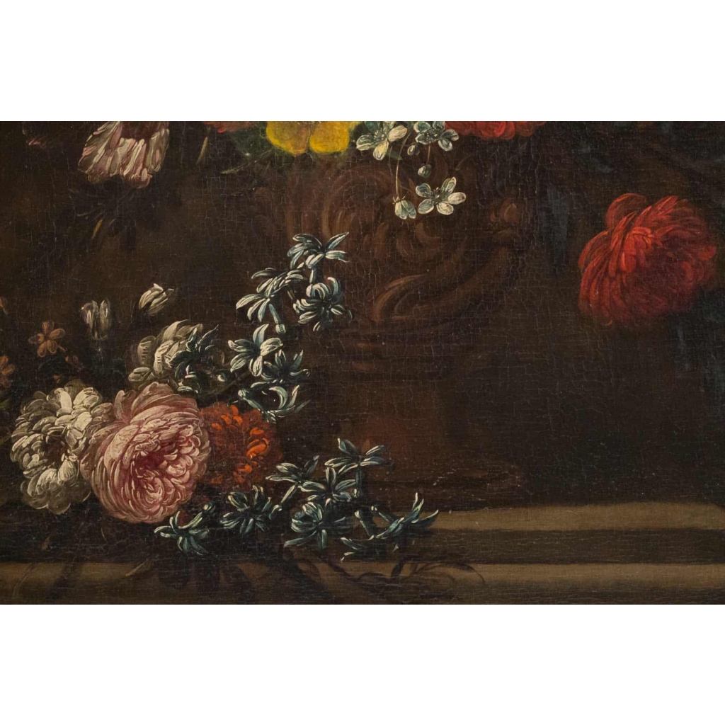 Bouquet De Fleurs Sur Un Entablement.J-B Bosschaert XVIII Siècle