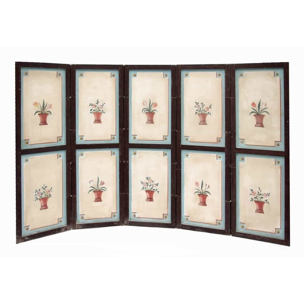 Paravent Directoire figurant un jardin d’inspiration néoclassique, fin XVIIIème siècle | Biron Paravent Directoire figurant un jardin d’inspiration néoclassique, fin XVIIIème siècle