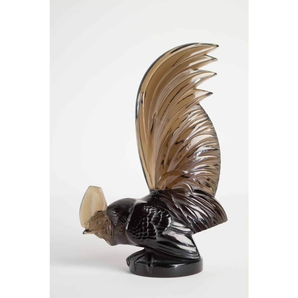 René LALIQUE (1860- 1945) Mascotte « Coq Nain » Topaze | Biron |||||