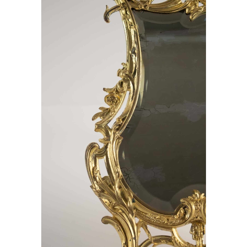 Miroir De Table En Bronze Doré d’Origine, d’époque Napoléon III, Style Louis XV, 19ème Siècle | Biron Miroir De Table En Bronze Doré d'Origine, d'époque Napoléon III, Style Louis XV, 19ème Siècle