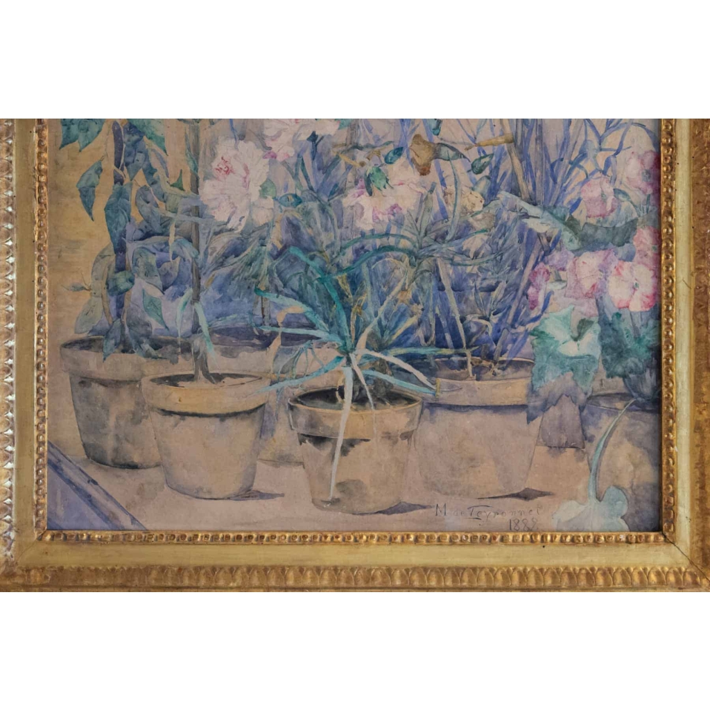 Fleurs Dans La Veranda. Maurice De Peyronnet 1882 | Biron Fleurs Dans La Veranda. Maurice De Peyronnet 1882