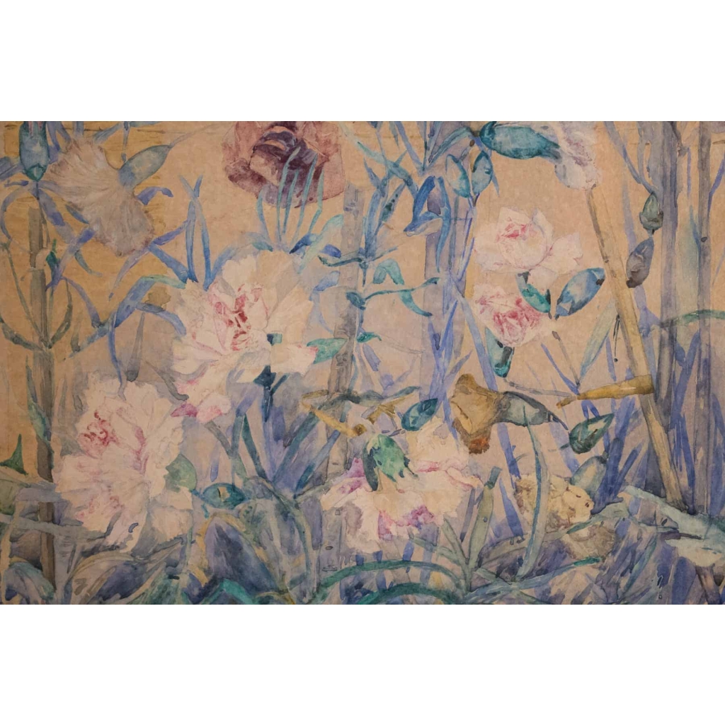 Fleurs Dans La Veranda. Maurice De Peyronnet 1882 | Biron Fleurs Dans La Veranda. Maurice De Peyronnet 1882