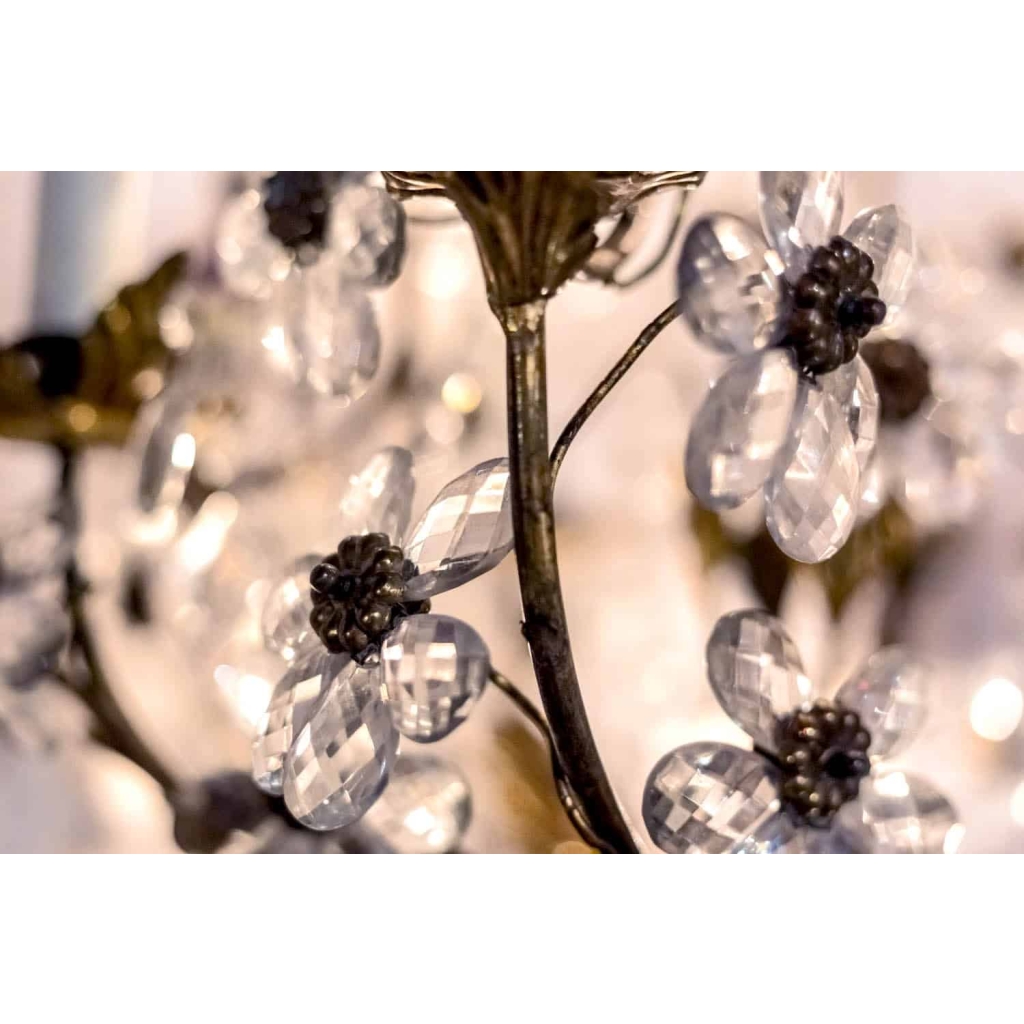 Capodimonte, Lustre cage en porcelaine et pampilles de cristal, vers 1900 | Biron Capodimonte, Lustre cage en porcelaine et pampilles de cristal, vers 1900