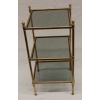 1970′ Bout de canapé carré Maison Bagues 3 plateaux avec vitres teintées bleuté 32 X 32 cm 10