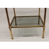 1970′ Bout de canapé carré Maison Bagues 3 plateaux avec vitres teintées bleuté 32 X 32 cm 12