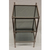 1970′ Bout de canapé carré Maison Bagues 3 plateaux avec vitres teintées bleuté 32 X 32 cm 14