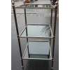 1970' Bout de canapé carré 3 plateaux avec vitres teintées bleuté 32 X 32 cm