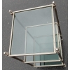1970' Bout de canapé carré 3 plateaux avec vitres teintées bleuté 32 X 32 cm