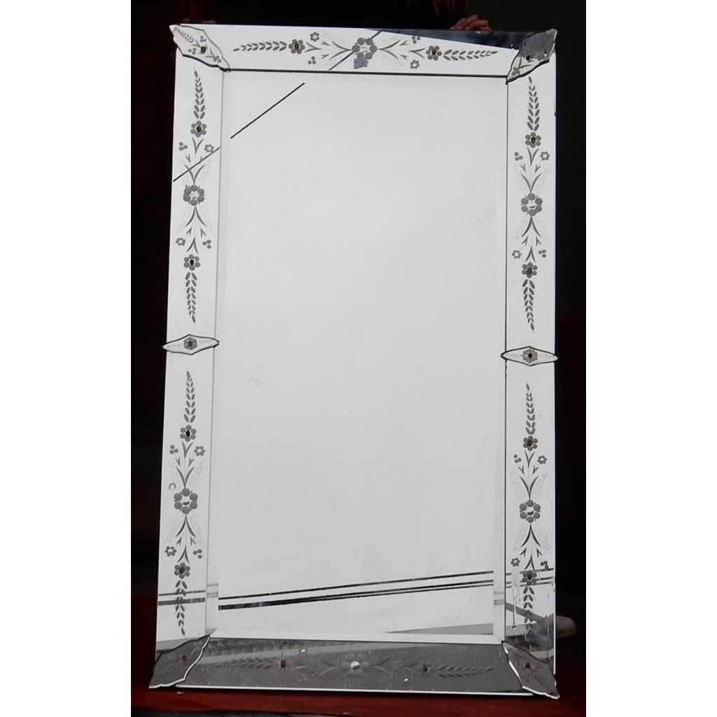 1950′ Miroir Venise A Fleurs 139 X 79 cm | Biron ||||||
