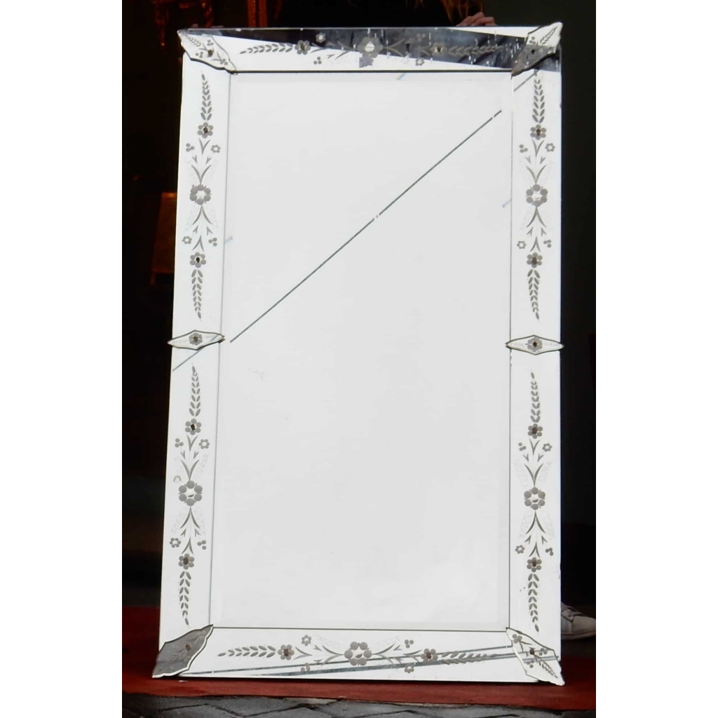 1950′ Miroir Venise A Fleurs 139 X 79 cm | Biron 1950' Miroir Venise A Fleurs 139 X 79 cm