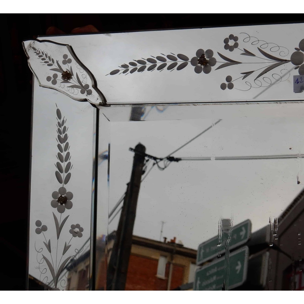 1950′ Miroir Venise A Fleurs 139 X 79 cm | Biron 1950' Miroir Venise A Fleurs 139 X 79 cm