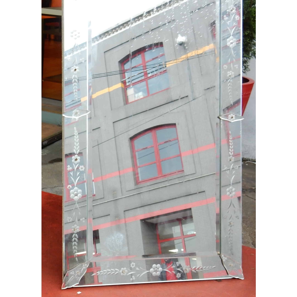 1950′ Miroir Venise A Fleurs 139 X 79 cm | Biron 1950' Miroir Venise A Fleurs 139 X 79 cm