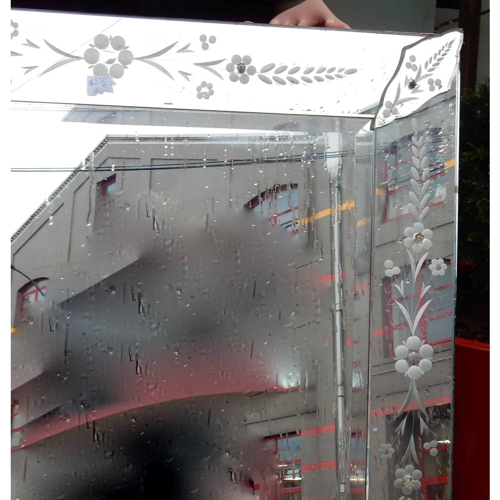 1950′ Miroir Venise A Fleurs 139 X 79 cm | Biron 1950' Miroir Venise A Fleurs 139 X 79 cm