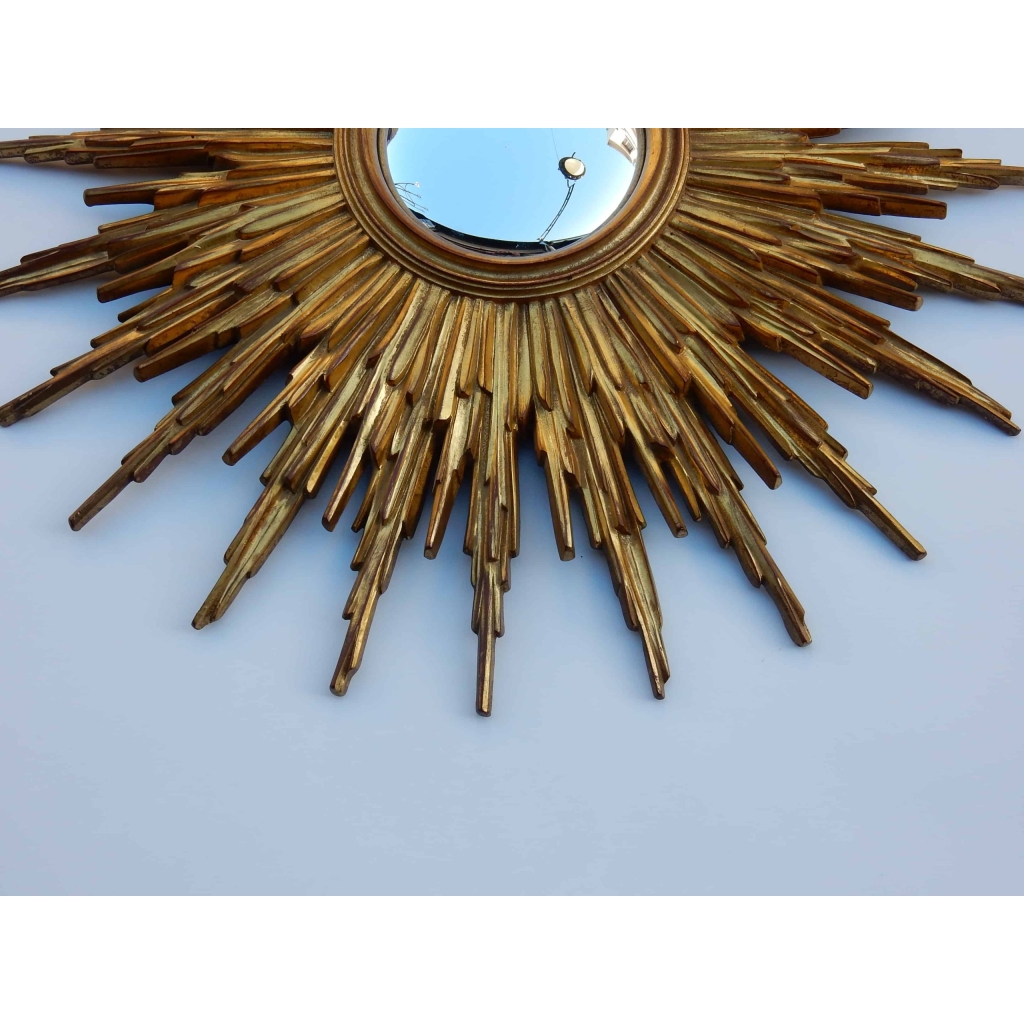 1970′ Miroir Soleil Résine Dorée | Biron 1970' Miroir Soleil Résine Dorée