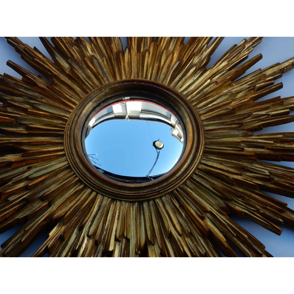 1970′ Miroir Soleil Résine Dorée | Biron 1970' Miroir Soleil Résine Dorée
