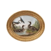 Paire de gouaches ovales figurant des oiseaux dans la nature, XIXe siècle